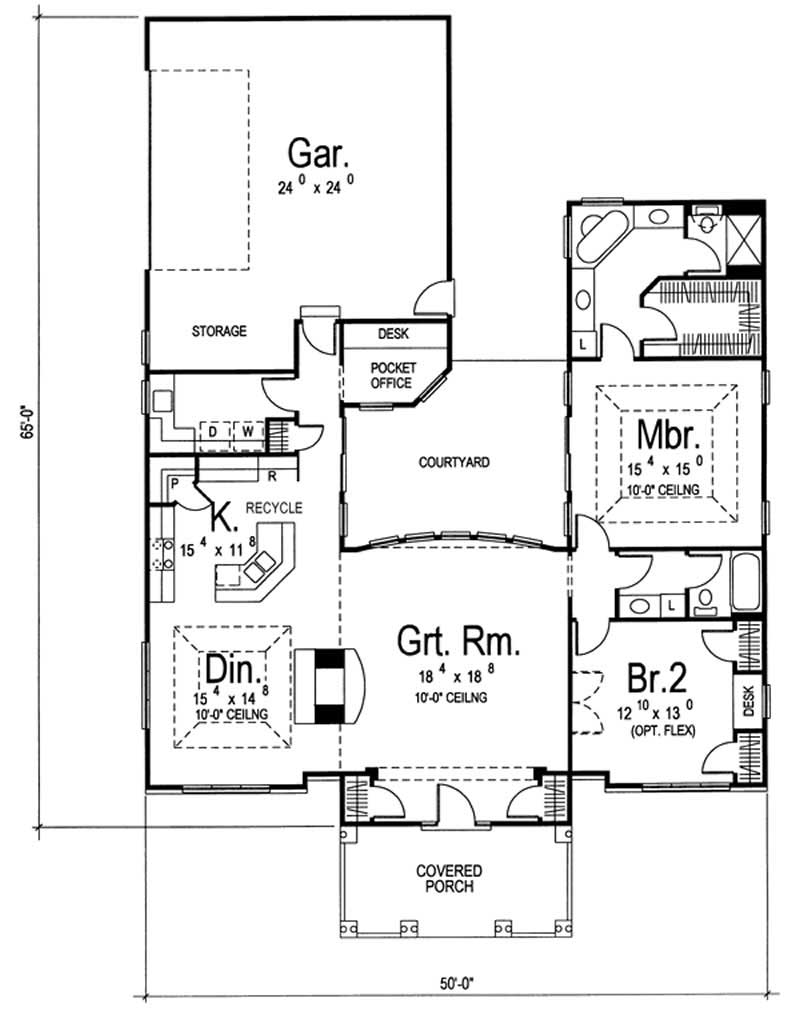 Floor Plan First Story of Mediterranean Plan #100-1065