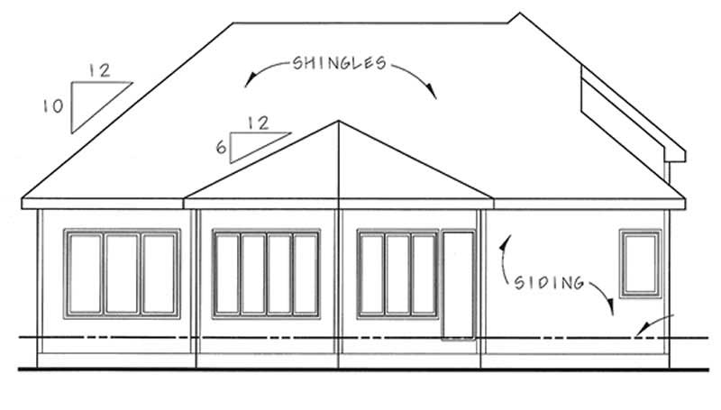 Home Plan Rear Elevation of this 2-Bedroom,1502 Sq Ft Plan -100-1066