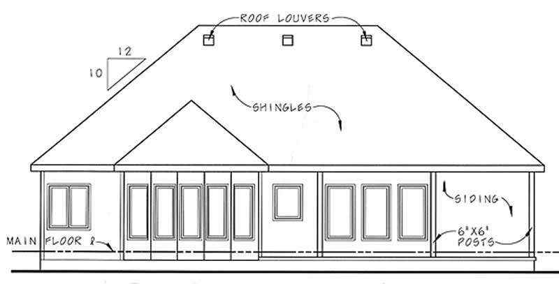 Home Plan Rear Elevation of this 2-Bedroom,1685 Sq Ft Plan -100-1069