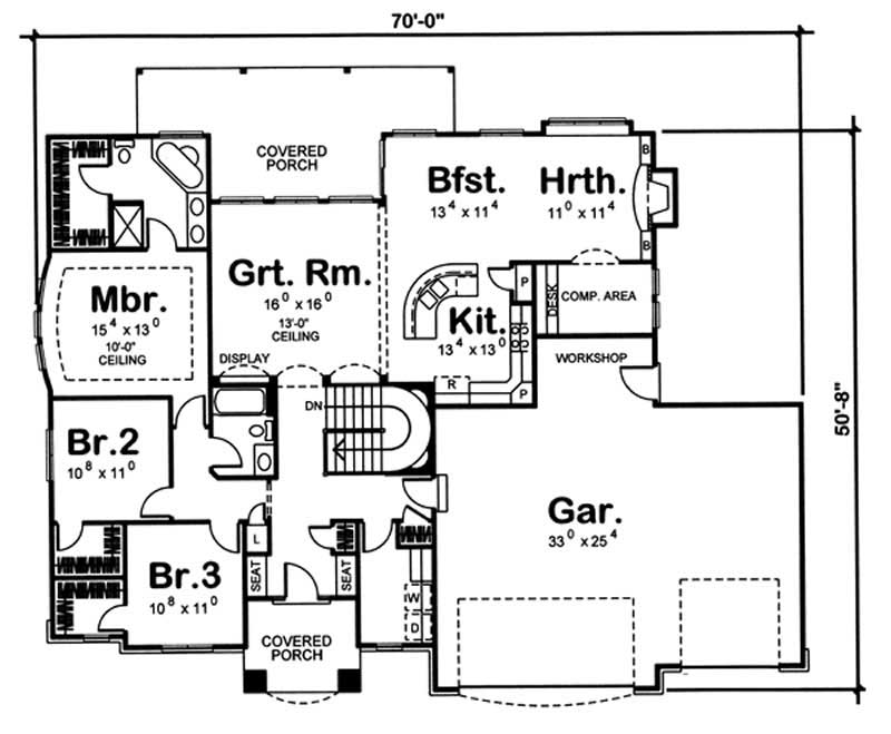 Floor Plan First Story of Colonial Plan #100-1070