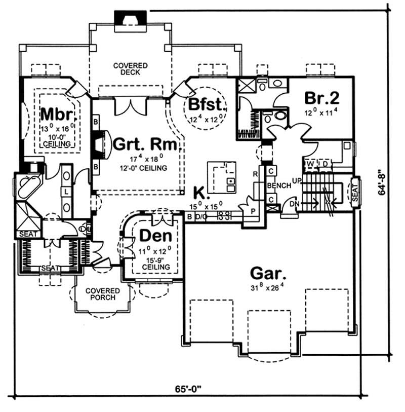Floor Plan First Story of Country Plan #100-1071