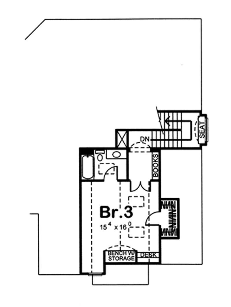 Floor Plan Second Story of Country Plan #100-1071