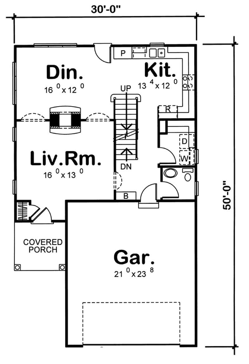 Floor Plan First Story of Small House Plans #100-1072