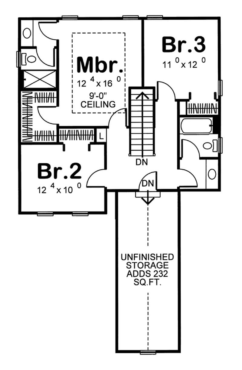 Floor Plan Second Story of Small House Plans #100-1072