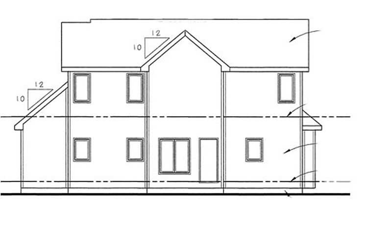 Home Plan Rear Elevation of this 3-Bedroom,1641 Sq Ft Plan -100-1073