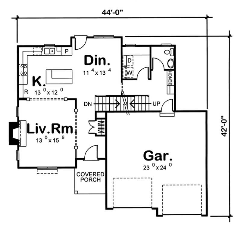 Floor Plan First Story of Country Plan #100-1073