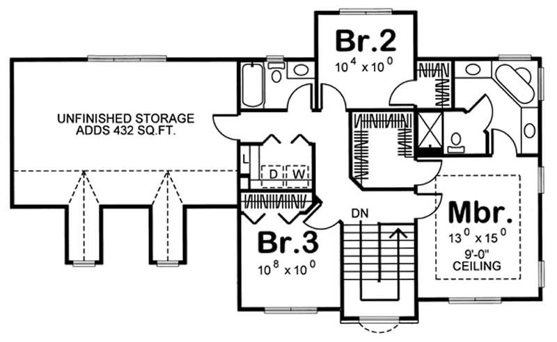 Floor Plan Second Story of Small House Plans #100-1074