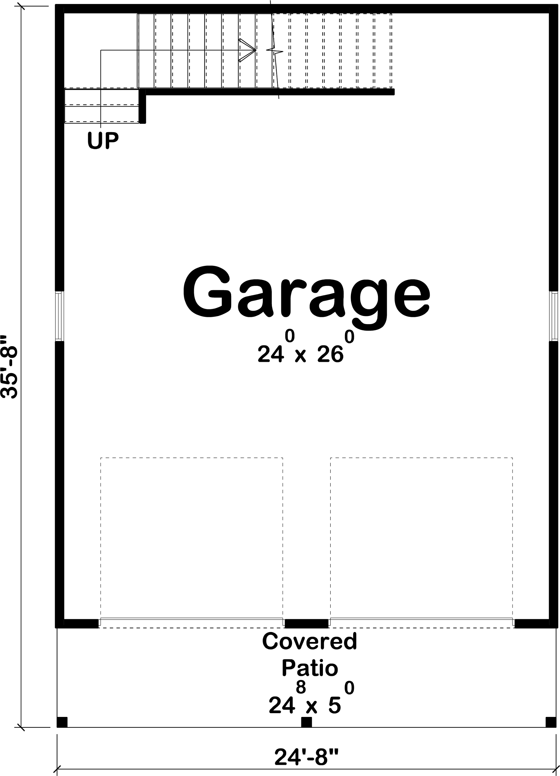 Main Level of Garage w/Apartments Plan #100-1077