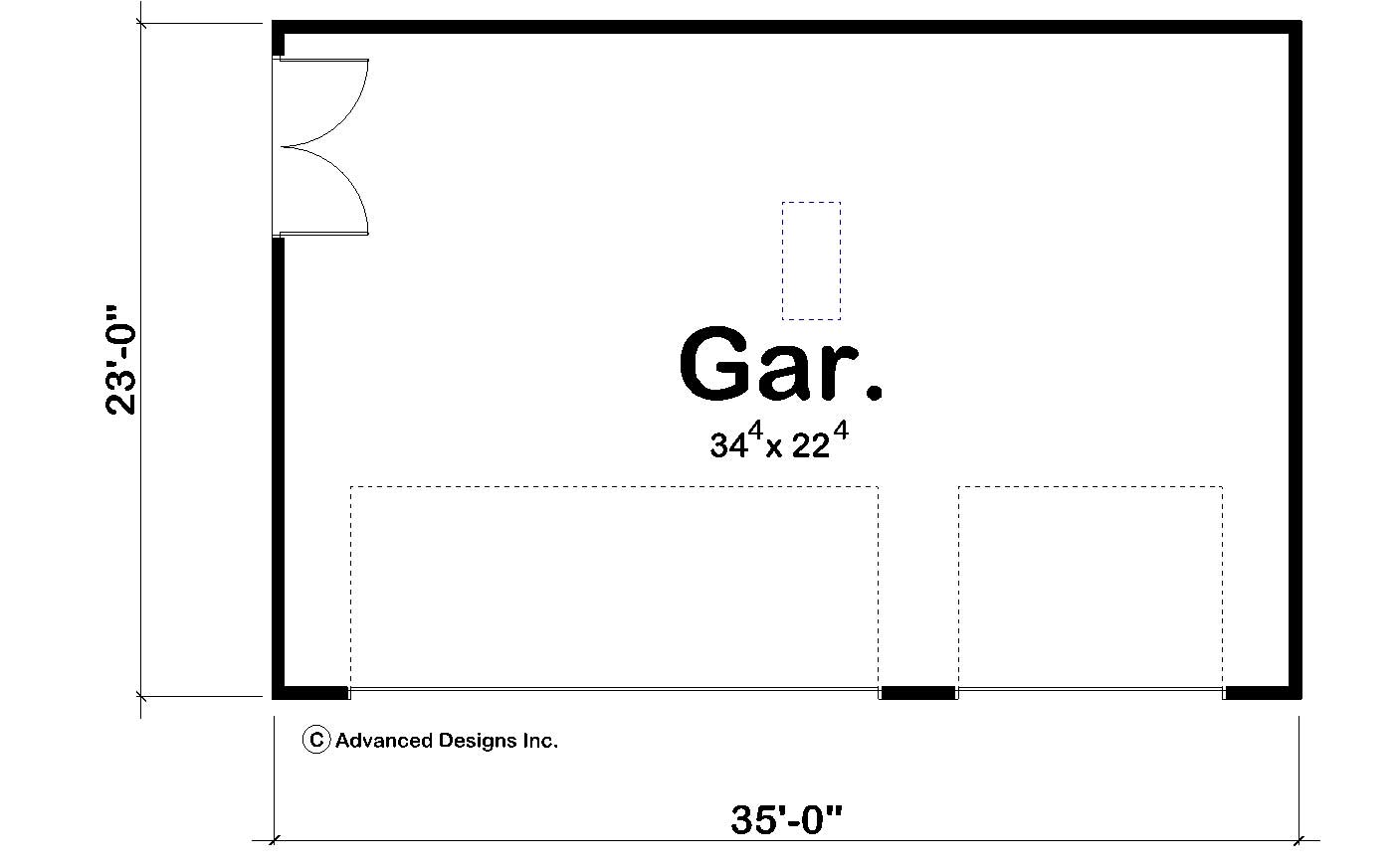 Floor Plan First Story of Garage Plan #100-1078