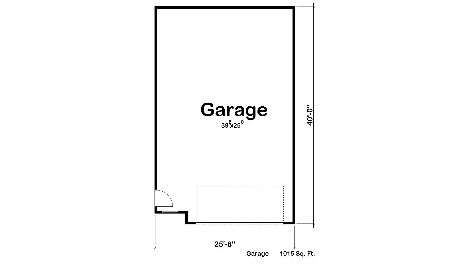 Floor Plan First Story of Garage Plan #100-1079
