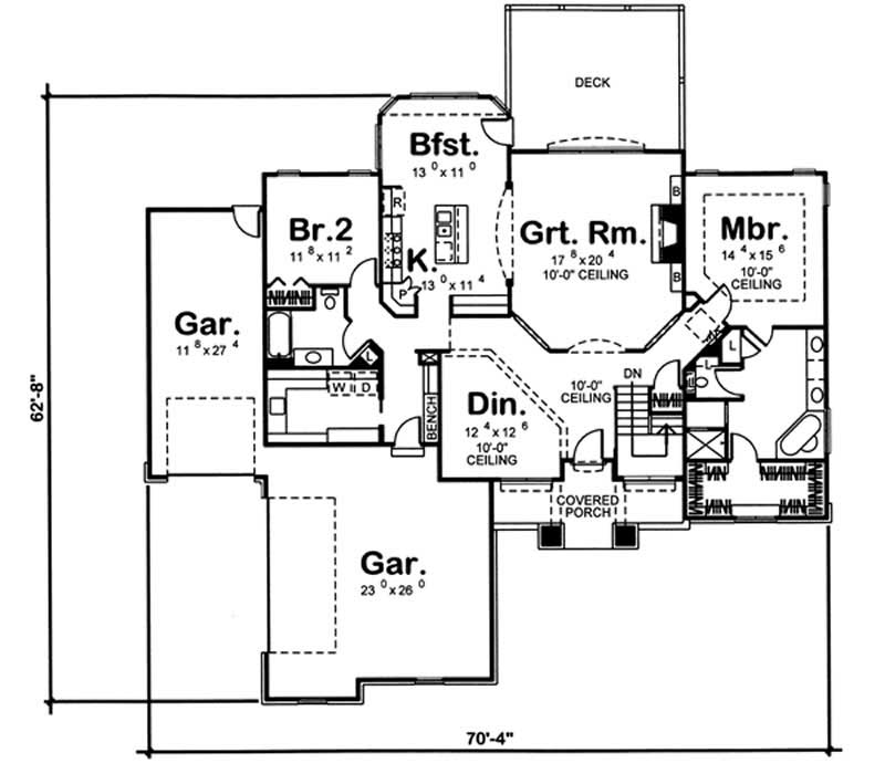 Floor Plan First Story of Ranch Plan #100-1082