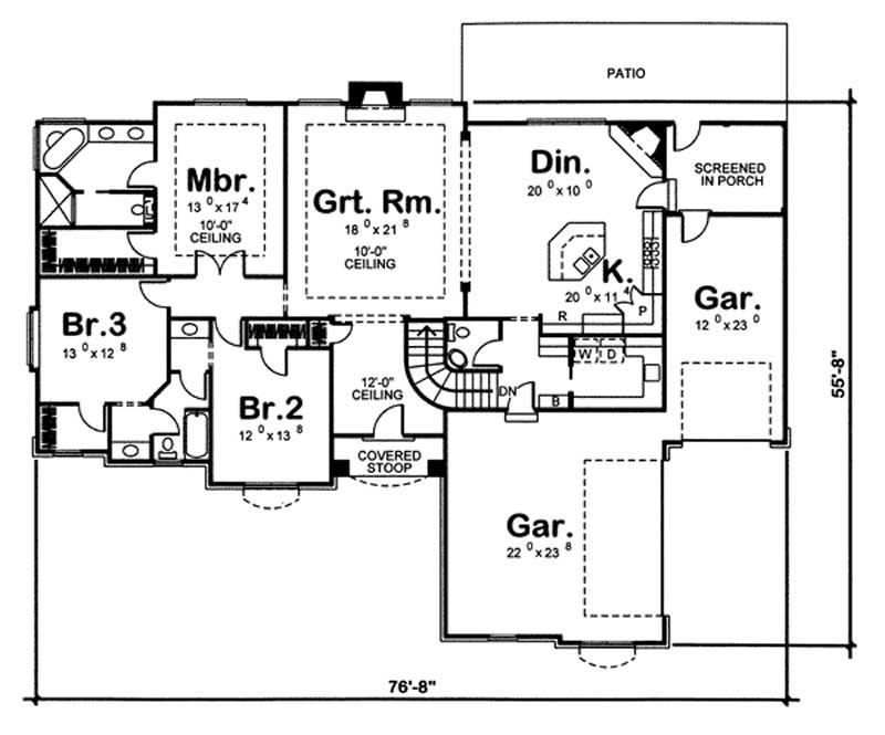 Floor Plan First Story of Craftsman Plan #100-1083