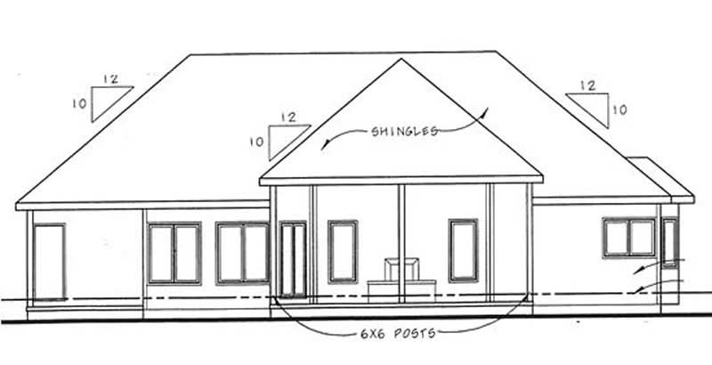 Home Plan Rear Elevation of this 3-Bedroom,1800 Sq Ft Plan -100-1084