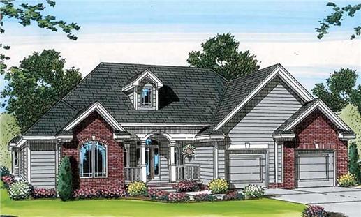 Front View of this 3-Bedroom, 1800 Sq Ft Plan - 100-1084