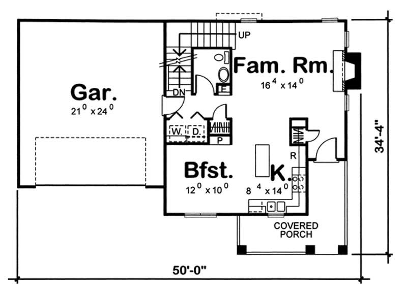 Floor Plan First Story of Country Plan #100-1085