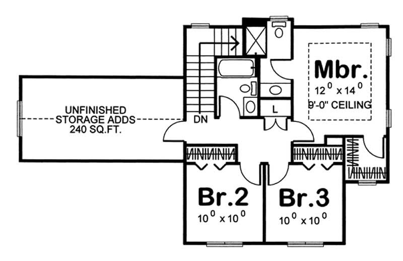 Floor Plan Second Story of Country Plan #100-1085