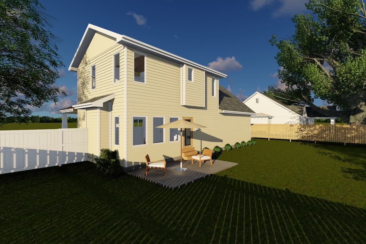 Rear View of this 3-Bedroom, 1388 Sq Ft Plan - 100-1085