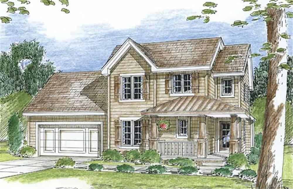 Front View of this 3-Bedroom, 1388 Sq Ft Plan - 100-1085