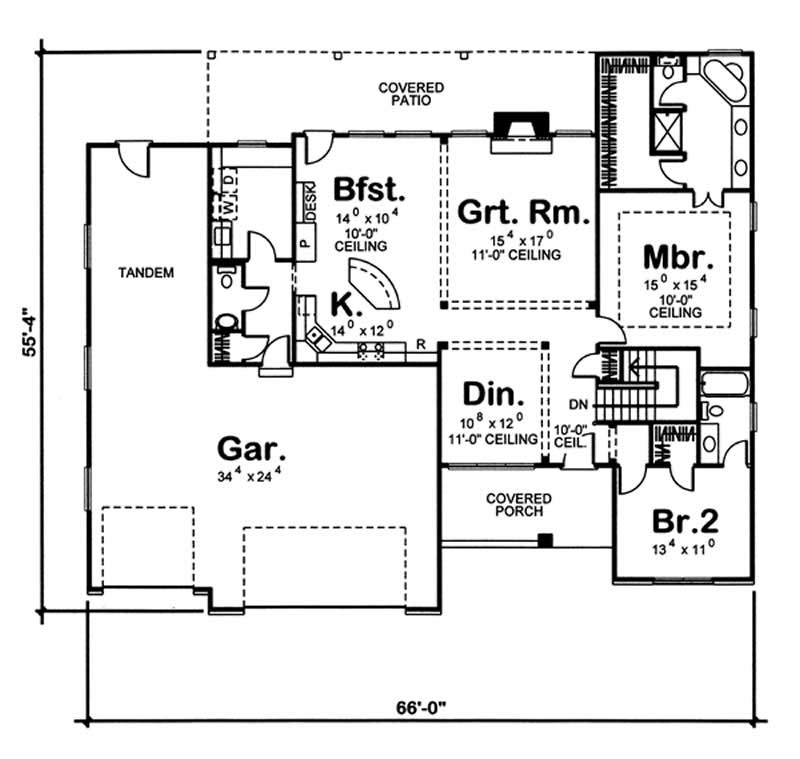 Floor Plan First Story of Ranch Plan #100-1086