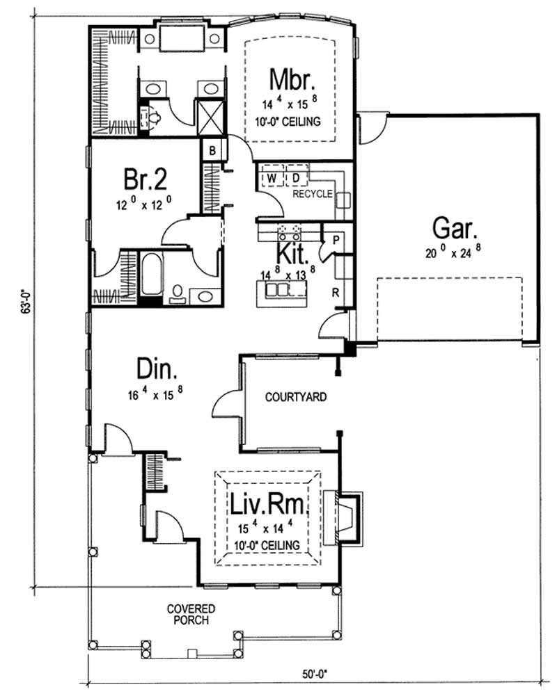 Floor Plan First Story of Small House Plans #100-1087