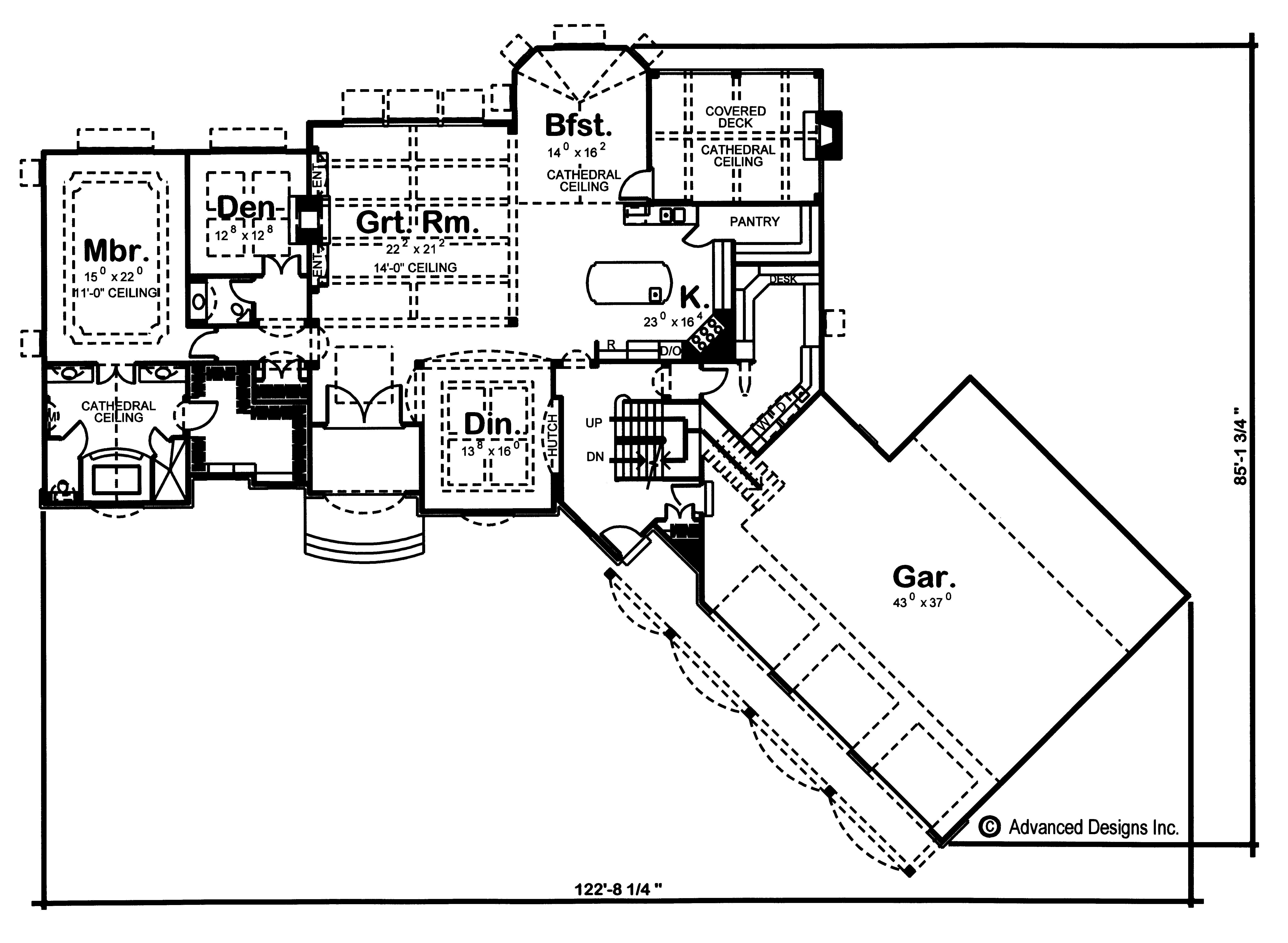 Floor Plan First Story of European Plan #100-1089