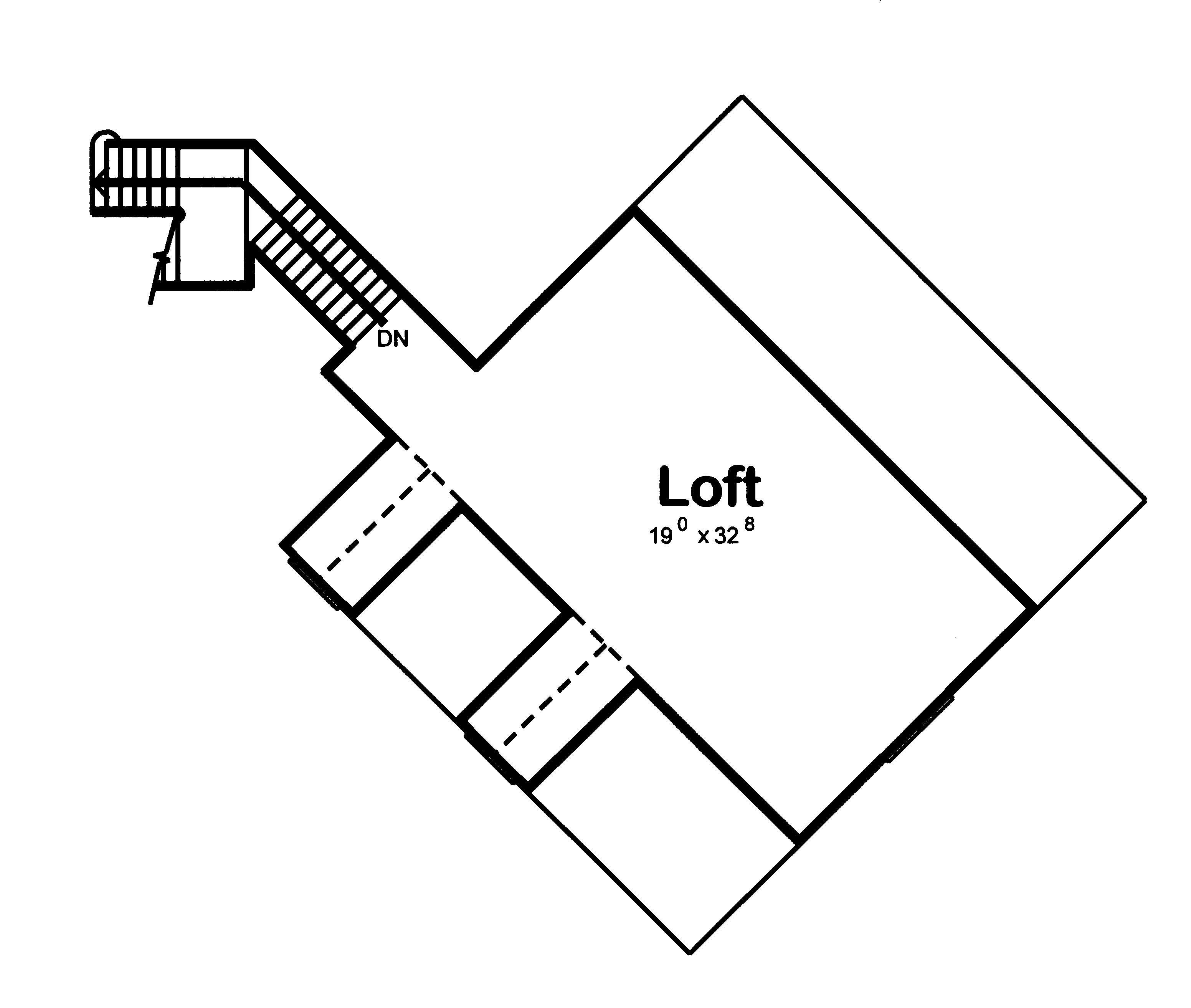 Floor Plan Second Story of European Plan #100-1089