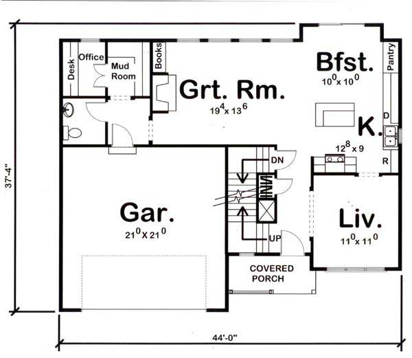 Floor Plan First Story of Country Plan #100-1091