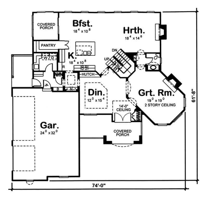 Floor Plan First Story of European Plan #100-1092