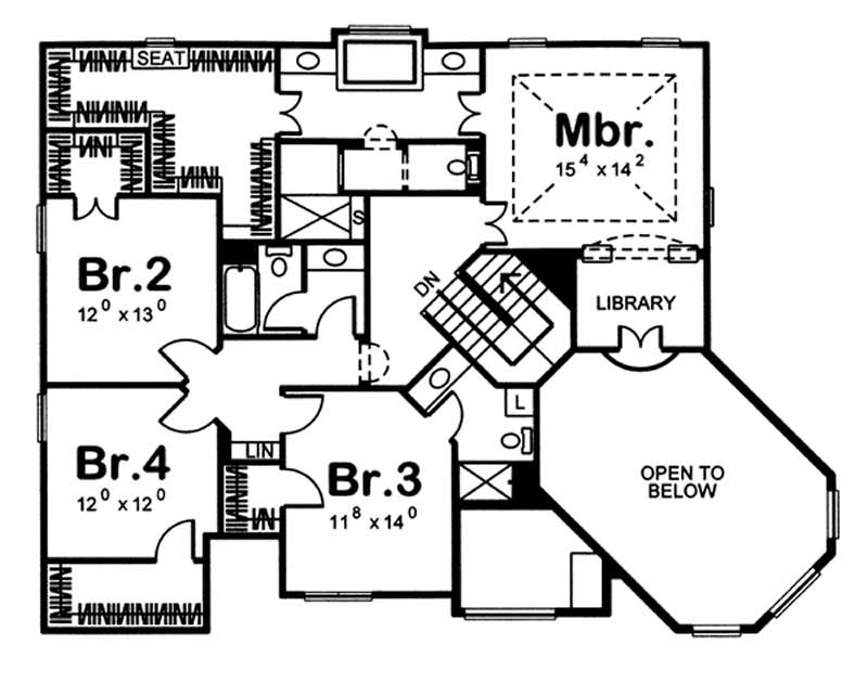 Floor Plan Second Story of European Plan #100-1092