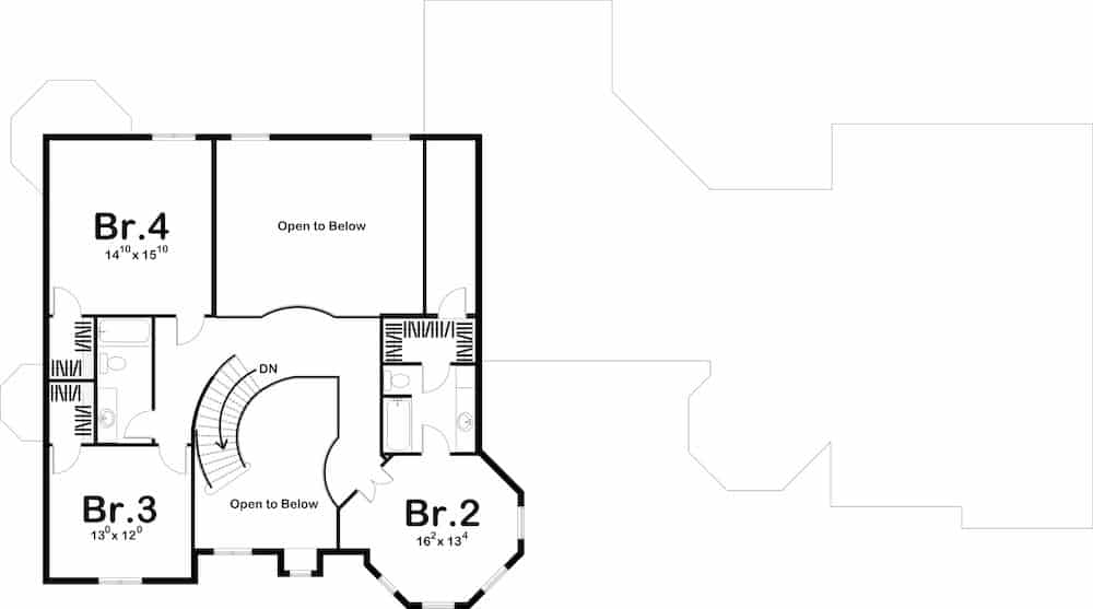 Floor Plan Upper Level of Victorian Plan #100-1096