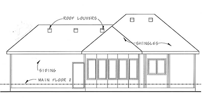 Home Plan Rear Elevation of this 2-Bedroom,1586 Sq Ft Plan -100-1098
