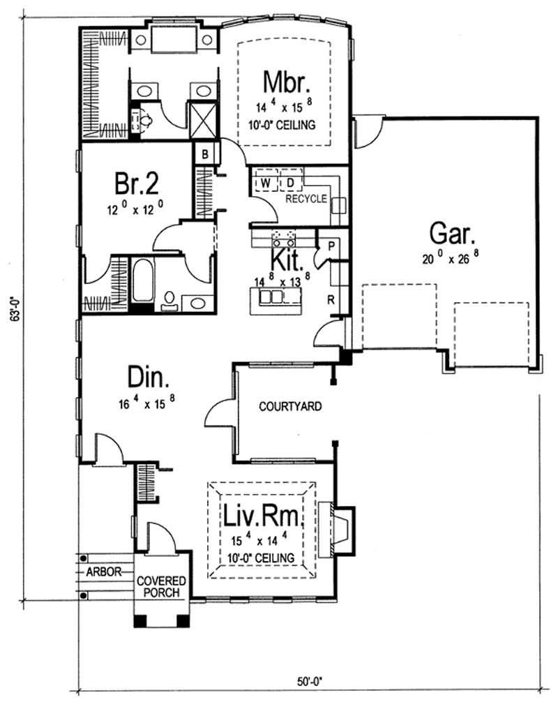 Floor Plan First Story of Mediterranean Plan #100-1098