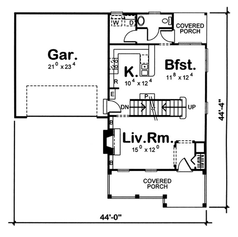 Floor Plan First Story of Small House Plans #100-1099