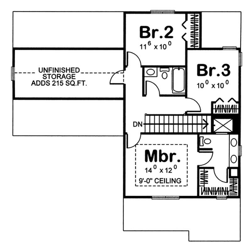Floor Plan Second Story of Small House Plans #100-1099