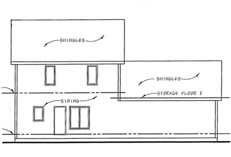 Home Plan Rear Elevation of this 3-Bedroom,1372 Sq Ft Plan -100-1101