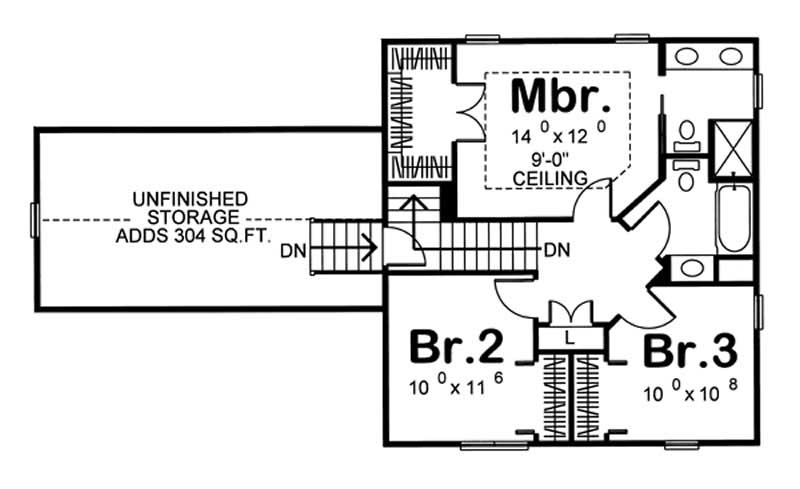 Floor Plan Second Story of Small House Plans #100-1101