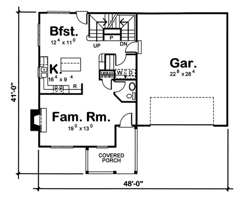 Floor Plan First Story of Small House Plans #100-1103