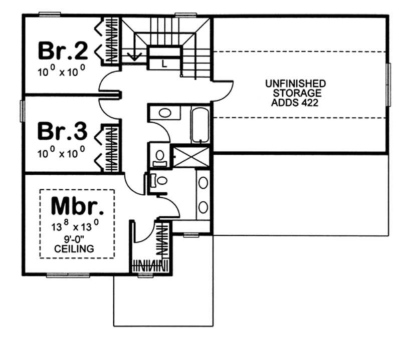 Floor Plan Second Story of Small House Plans #100-1103