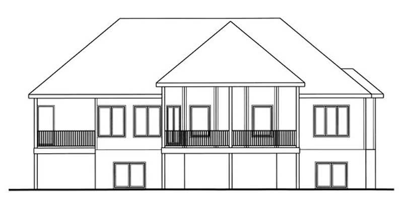 Home Plan Rear Elevation of this 2-Bedroom,1828 Sq Ft Plan -100-1104