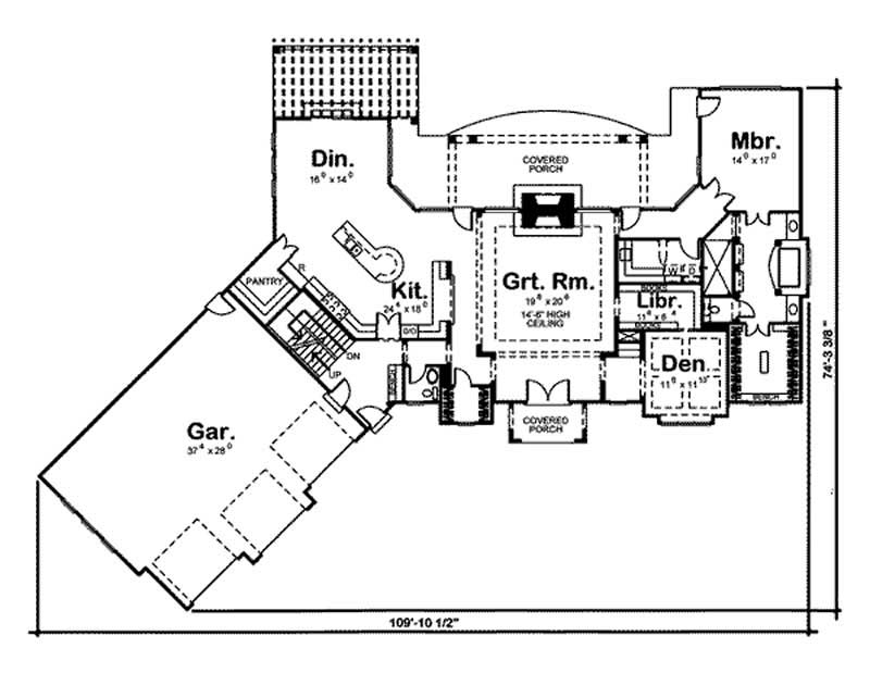 Floor Plan First Story of Mediterranean Plan #100-1105