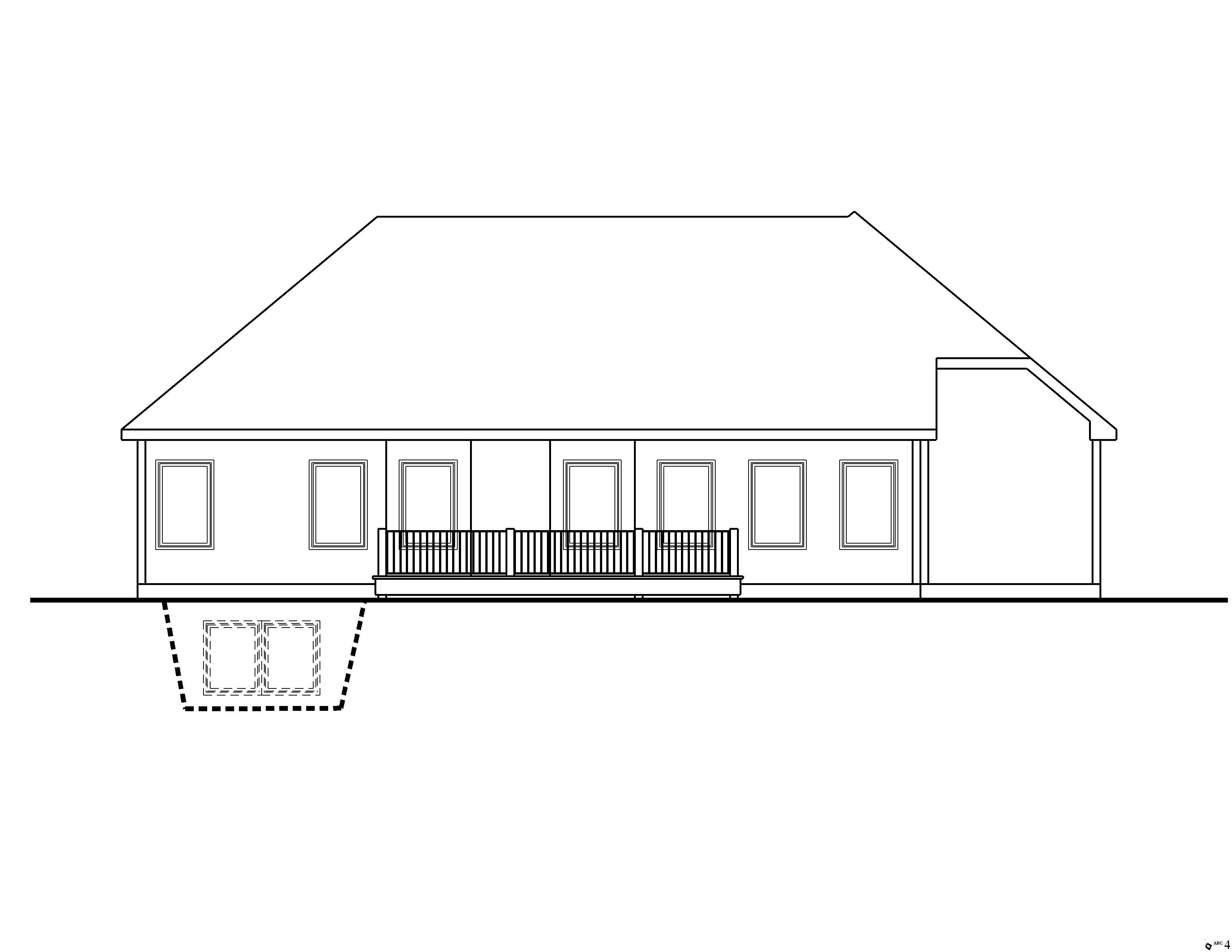Home Plan Rear Elevation of this 4-Bedroom,3400 Sq Ft Plan -100-1106
