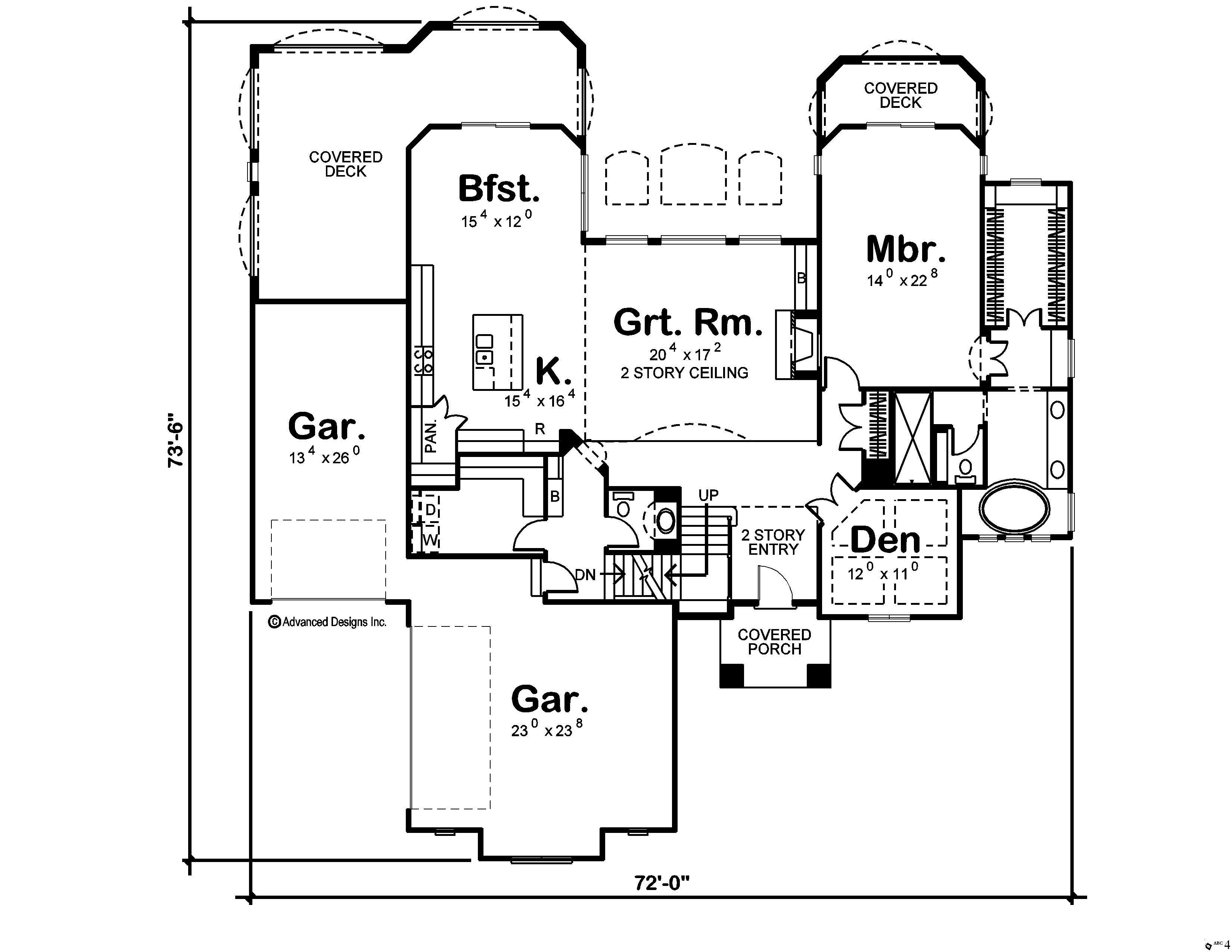 Floor Plan First Story of Luxury Plan #100-1109