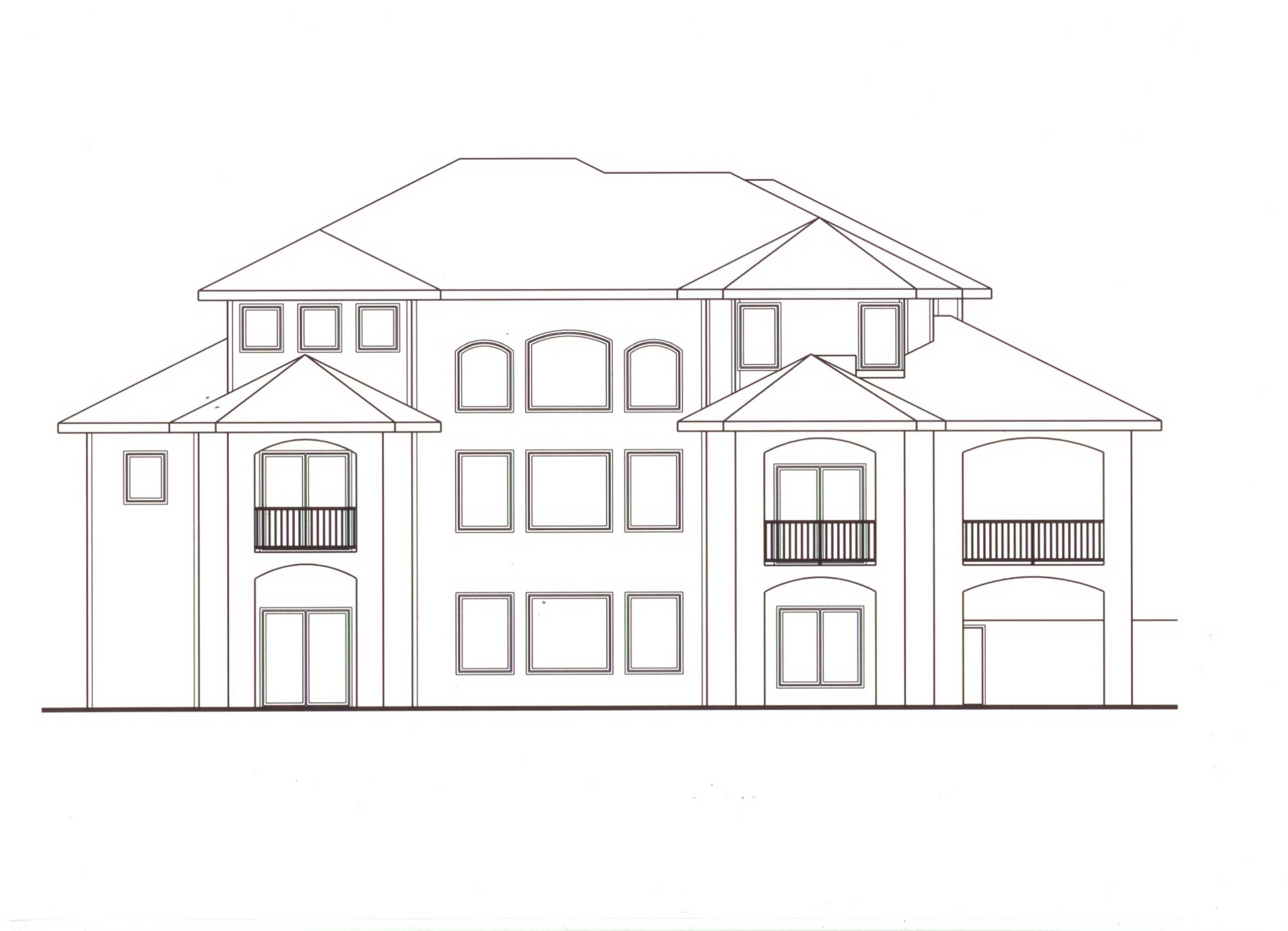 Home Plan Rear Elevation of this 4-Bedroom,3446 Sq Ft Plan -100-1109