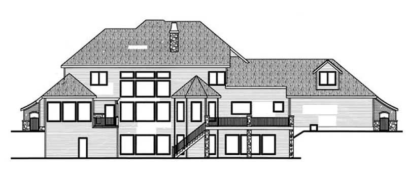 Home Plan Rear Elevation of this 5-Bedroom,5671 Sq Ft Plan -100-1113