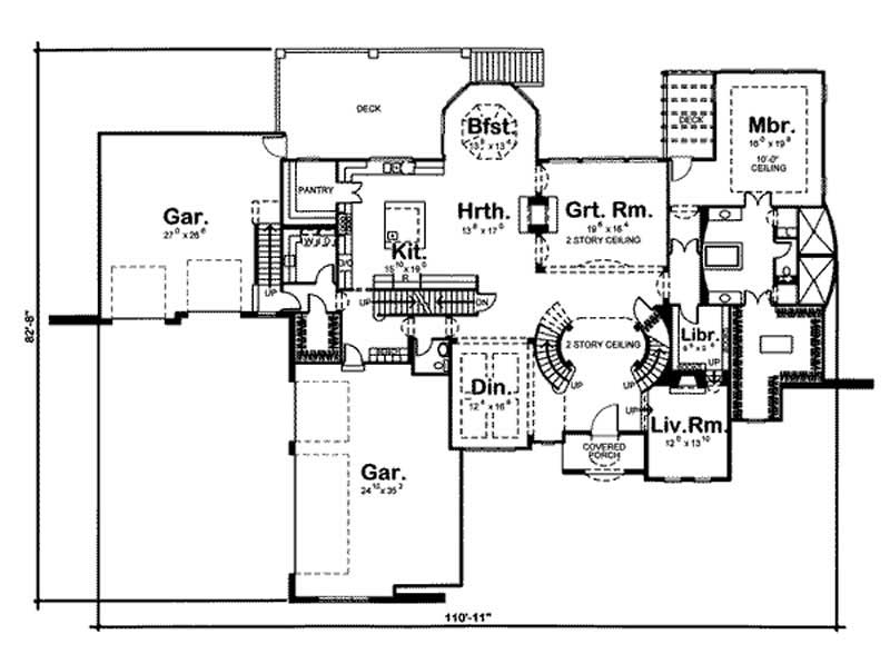 Floor Plan First Story of European Plan #100-1113