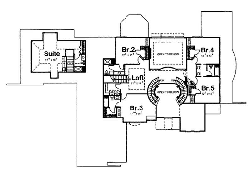 Floor Plan Second Story of European Plan #100-1113