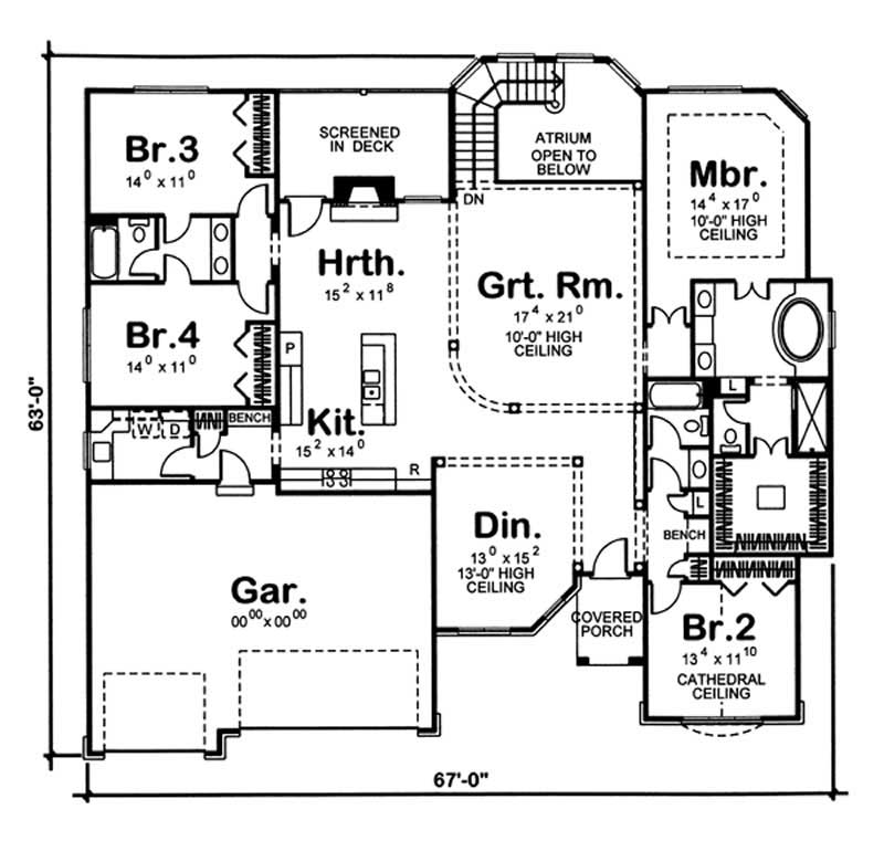 Floor Plan First Story of European Plan #100-1119