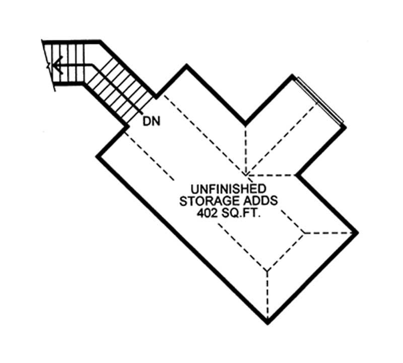 Floor Plan Second Story of European Plan #100-1120