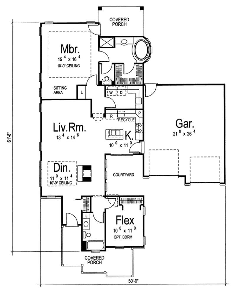 Floor Plan First Story of Craftsman Plan #100-1121
