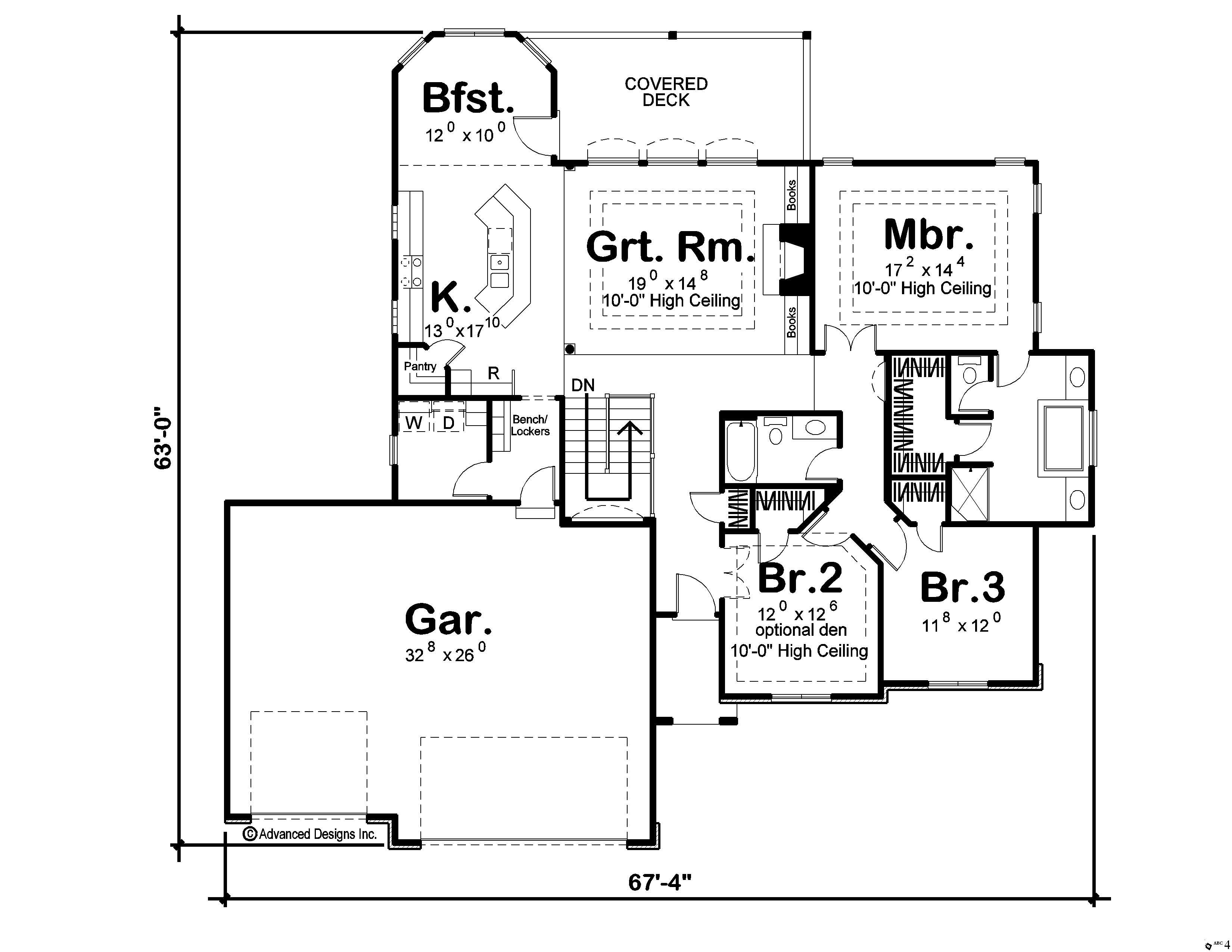 Floor Plan First Story of European Plan #100-1127